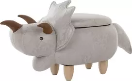 Beliani Gyvūno formos pufas su daiktadėže TRICERATOPS šviesiai pilkas Dinozauras