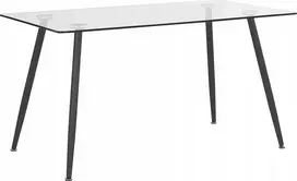 Beliani Valgomojo stalas MIDLAND juodas 140 cm 80 cm grūdintas stiklas