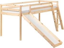 Beliani Dviaukštė lova iš pušies medienos STAPLE 90 x 200 cm su čiuožykla, šviesiai ruda
