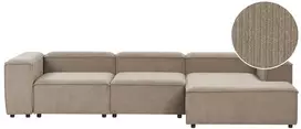 Beliani Keturvietė modulinė kampinė sofa ARDAL, kairinė, šviesiai ruda, velvetas