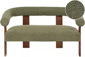 Beliani Dvivietė sofa ILBRO, bukli audinys, žalia/tamsiai ruda