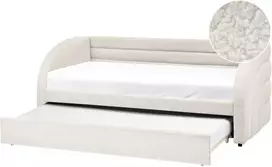 Beliani Ištraukiama lova Boucle ALBIAC 90 x 200 cm balta