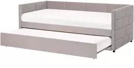 Beliani Išskleidžiama lova Welur CHAVONNE 90 x 200 cm šviesiai pilka