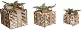 Beliani 3 LED šventinių dekoracijų rinkinys ROINE Kalėdų dovanos 15/20/25 cm rudas