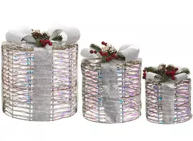 Beliani Kalėdinių LED dekoracijų rinkinys JULSO, 3 vnt. Dovanos 20/25/30 cm, sidabrinės