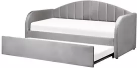 Beliani Ištraukiama lova aksominė EYBURIE 90 x 200 cm pilka