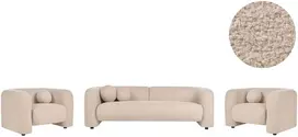 Sofa Beliani 5 vietų svetainės baldų komplektas LEIREN, buklė audinys, smėlio spalvos
