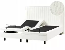 Beliani Reguliuojama lova Boucle CASTELLAN 180 x 200 cm, kreminės spalvos