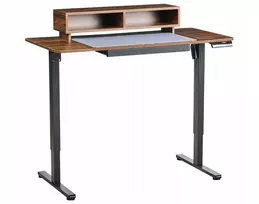 Beliani Elektriškai reguliuojamas stalas LUCAMA, rudas ir juodas, 120 x 60 cm su USB jungtimi