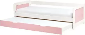 Beliani Ištraukiama lova iš pušies medienos GRAVELINES 90 x 200 cm, rožinė