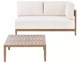 Lauko baldų komplektas Beliani Sodo sofa su staliuku 2 asmenims SAMPIERI ruda metalinė