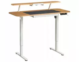 Beliani Elektriškai reguliuojamas stalas WILBANKS šviesiai rudas / baltas 120 cm 60 cm su USB jungtimi