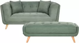 Beliani Dvivietė sofa HABO, žalia, su otomane