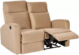 Beliani 2 vietų sofa su elektrine atsipalaidavimo funkcija VERDAL, veliūras, šviesiai ruda