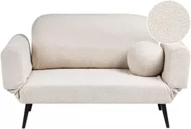 Beliani Dvivietė išskleidžiama sofa DOROTEA, balta boucle
