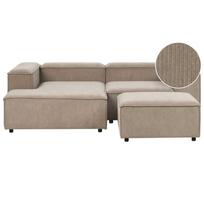 Beliani Trijų vietų modulinė kampinė sofa ARDAL dešininė, šviesiai ruda, velvetas su otomanu