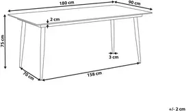 Beliani Sodo stalas TOLENTINO 180 cm 90 cm Akmens imitacija Travertino efektas