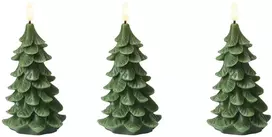 Beliani 3 LED žvakių rinkinys VELOURA Kalėdų eglutė 16 cm žalia