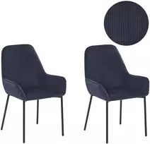 Beliani LOVERNA valgomojo kėdžių komplektas, 2 vnt., velvetas, tamsiai mėlyna
