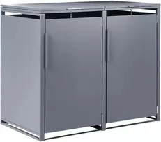 Beliani Dviguba šiukšliadėžės dėžė 480 L PIACENZA metalinė tamsiai pilka
