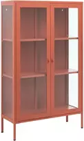 Beliani Vitrina su stikline spintele NASH metalinė 90 cm aukso ruda