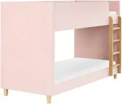 Beliani Dviaukštė lova veliūrinė CHOCQUES 90 x 200 cm pastelinės rožinės spalvos