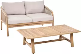 Lauko baldų komplektas Beliani Sodo sofa su staliuku 2 asmenims SUMBA akacijos mediena šviesiai ruda