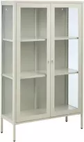 Beliani Vitrina su stikline spintele NASH Metal 90 cm šviesiai smėlio spalvos