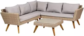 Lauko baldų komplektas Beliani Sodo kampinė sofa su staliuku 6 asmenims VITTORIA technoratanas pilka