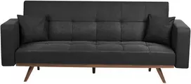 Beliani Trivietė išskleidžiama sofa HJULBY juoda