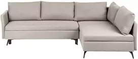 Sofa Beliani Išskleidžiamas kampas 3 asmenims KOGE, smėlio spalvos, su patalynės dėže, kairinis