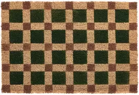 Beliani Durų kilimėlis VILLASIS Smėlio spalvos/ žalias 40 x 60 cm Kokoso pluoštas