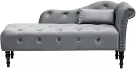 Sofa Beliani Dešininis šezlongas IVRY, veliūras, pilkas