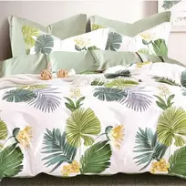Deluxe medvilnės patalynės komplektas ŽALIOJI IŠDAIGA, 4 dalių, 200x220 cm