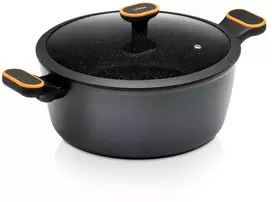 Puodas su granitine danga ir stikliniu dangčiu, juodas, Ø 28 cm, 6 l