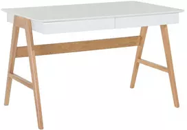 Beliani Rašomasis stalas SHESLAY baltas 120 cm 70 cm su stalčiais