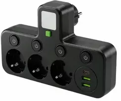 ATL DA706A Ilgintuvas su jungikliu 3x230V skirstytuvas 3xUSB + lemputė
