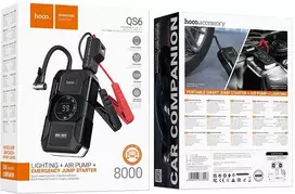Powerbank 8000 mAh 2,4A 18W with a car jump-start function and air pump Hoco QS6 juodas