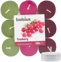 Bolsius Scented Tealights Cranberry 4h Tealight Candle kvepiančių arbatinių žvakių rinkinys, 18 vnt.