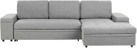 Sofa Beliani Išskleidžiamas kampas HRISEY, 3 vietų, sintetinis linas, pilkas su daiktadėže, kairinis