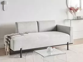 Sofa Beliani Šezlongas SAVASSE Sintetinis linas Šviesiai pilkas