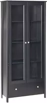 Beliani Vitrina su stikline dalimi NORNALUP 80 cm, juoda