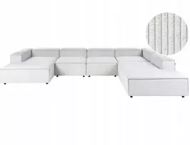 Beliani Modulinė kampinė sofa 5 asmenims ARDAL kairinė, kreminės spalvos velvetinė