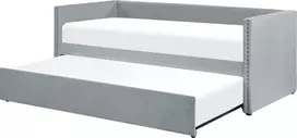 Beliani Išskleidžiama lova veliūrinė TROYES 90 x 200 cm šviesiai pilka