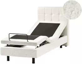 Beliani Reguliuojama lova DUKE 80 x 200 cm, boucle audinys, balta