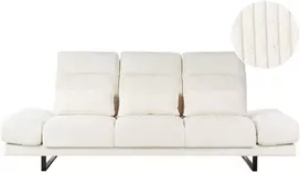 Beliani Trivietė sofa IKAST, velvetinis audinys, šviesiai smėlio spalvos