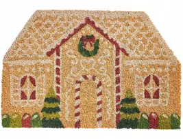 Beliani Durų kilimėlis SELATNA natūralus 40 x 60 cm Kalėdinis raštas kokoso pluoštas