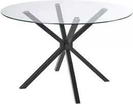 Beliani Valgomojo stalas MESTON, juodas, 120 cm, grūdintas stiklas