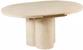 Beliani Išskleidžiamas valgomasis stalas MORAINE travertino efektas 120/160 cm 120 cm