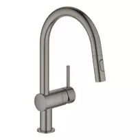 Grohe Minta – kriauklės maišytuvas su ištraukiamu indų purkštuku, šlifuotas kietas grafitas 32321AL2